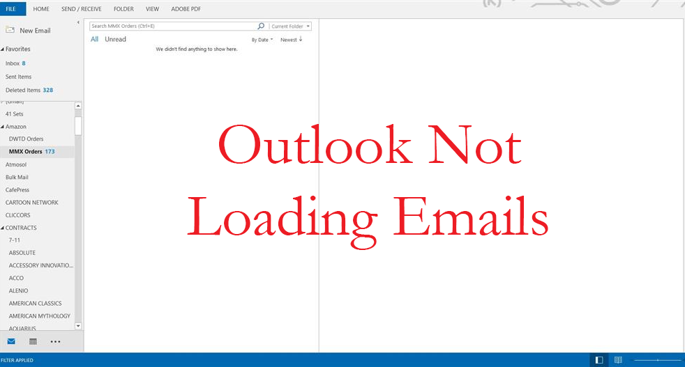 Outlook not loading Emails